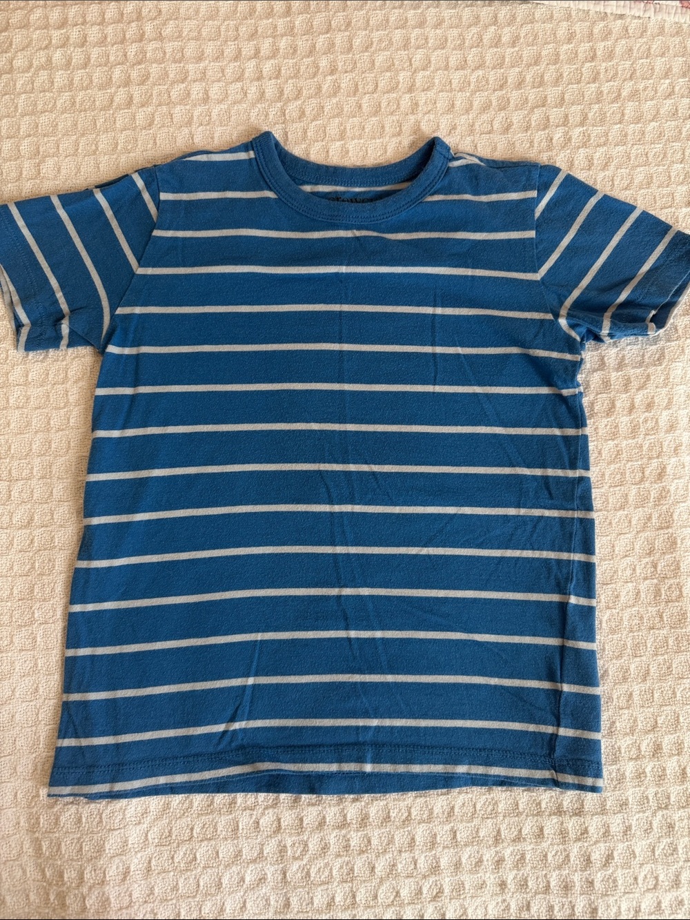 Crewcuts Blue Striped Kids Tee - Casual Short Sleeve Shirt